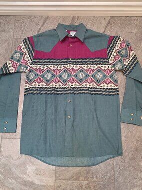 Vintage NWT Western Frontier Series Vintage 90s Western Aztec Shirt Men's Med